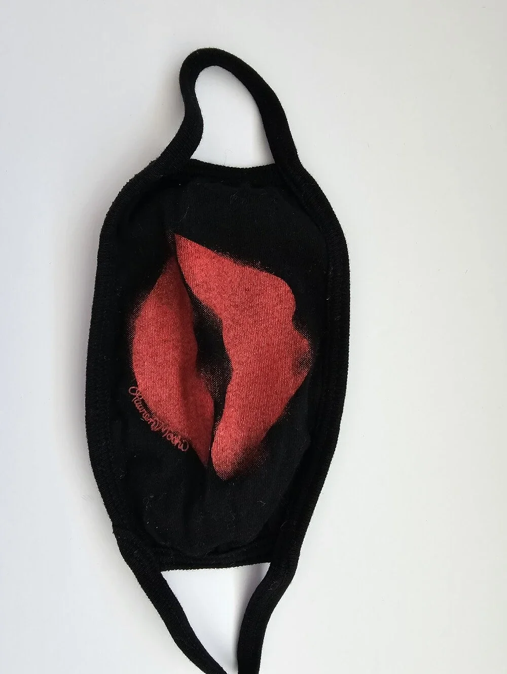 Lauren Moshi Red Lips Face Mask - Black Cotton Hand Drawn Graphic - LA Made